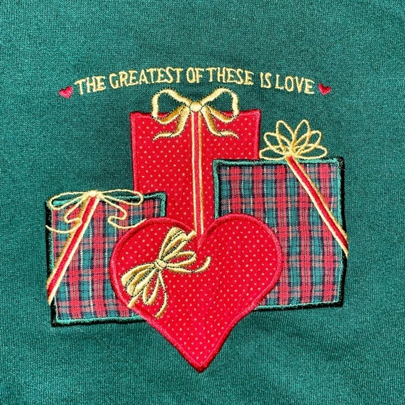 Vintage Christmas Present Embroidered Cardigan Sweater - Picture 2 of 4